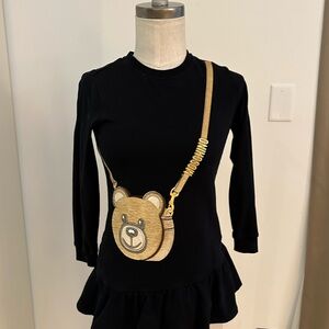 Moschino Black Dress with Gold Bear Design